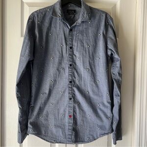 Men's Blue Zara Shirt with Embroidered Mallard Details